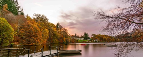 Boat and jetty on River Tummel in Pitlochry near Fonab Castle Luxury Hotel ?? ''