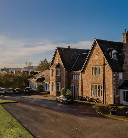 Exterior of Loch Fyne Hotel & Spa in Inveraray, Argyll, Scotland, a traditional stone building offering Inveraray hotels and accommodation near Loch Lomond. ?? ''